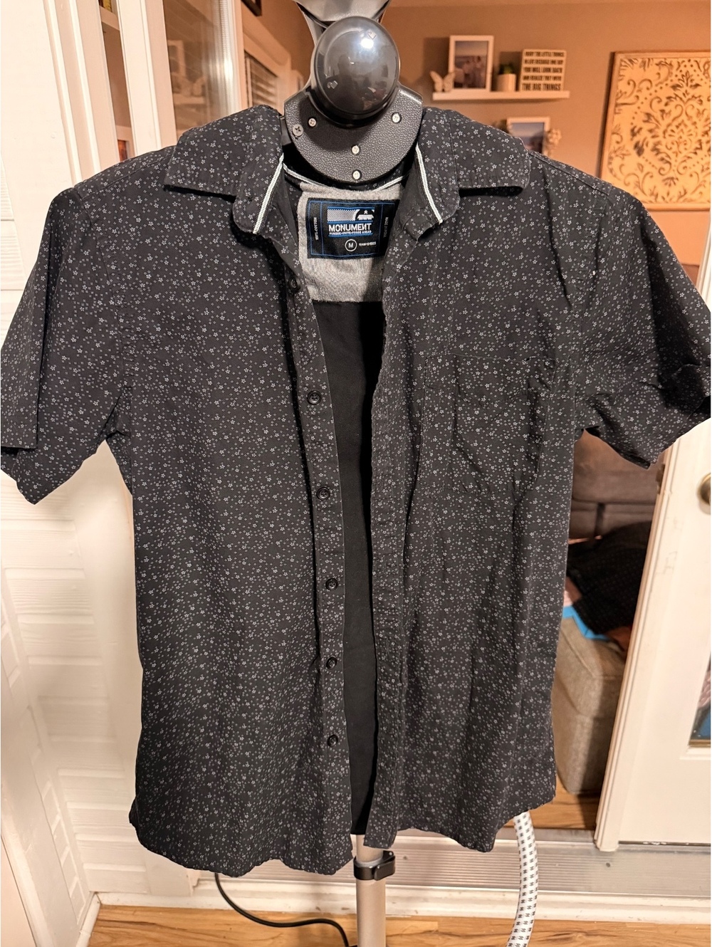Monument black short sleeve button-front shirt